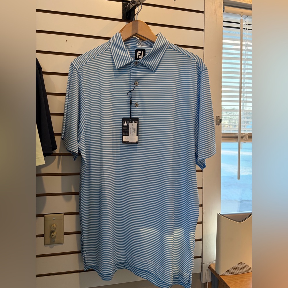 FootJoy Men's Light Blue and White Polo